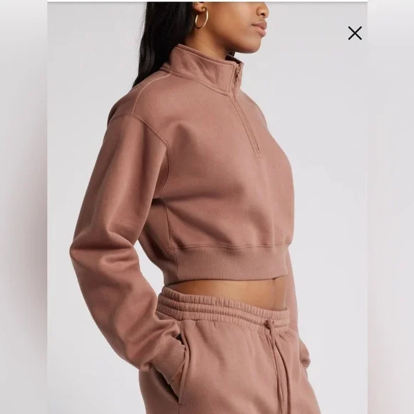 BP brown topaz cropped quarter zip (A2-24) - Picture 5 of 7